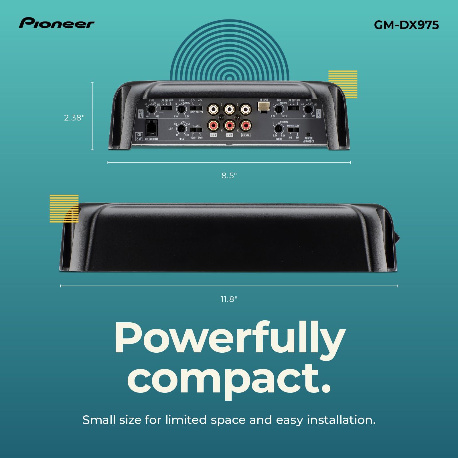 Pioneer Pioneer GM-DX975 5-Channel Car Amplifier 2000W Max, Efficient Class D, Bass Boost Control, Remote Bass Knob Included, Hi-Res Certified, Gold terminals, Full System amp with bass Control