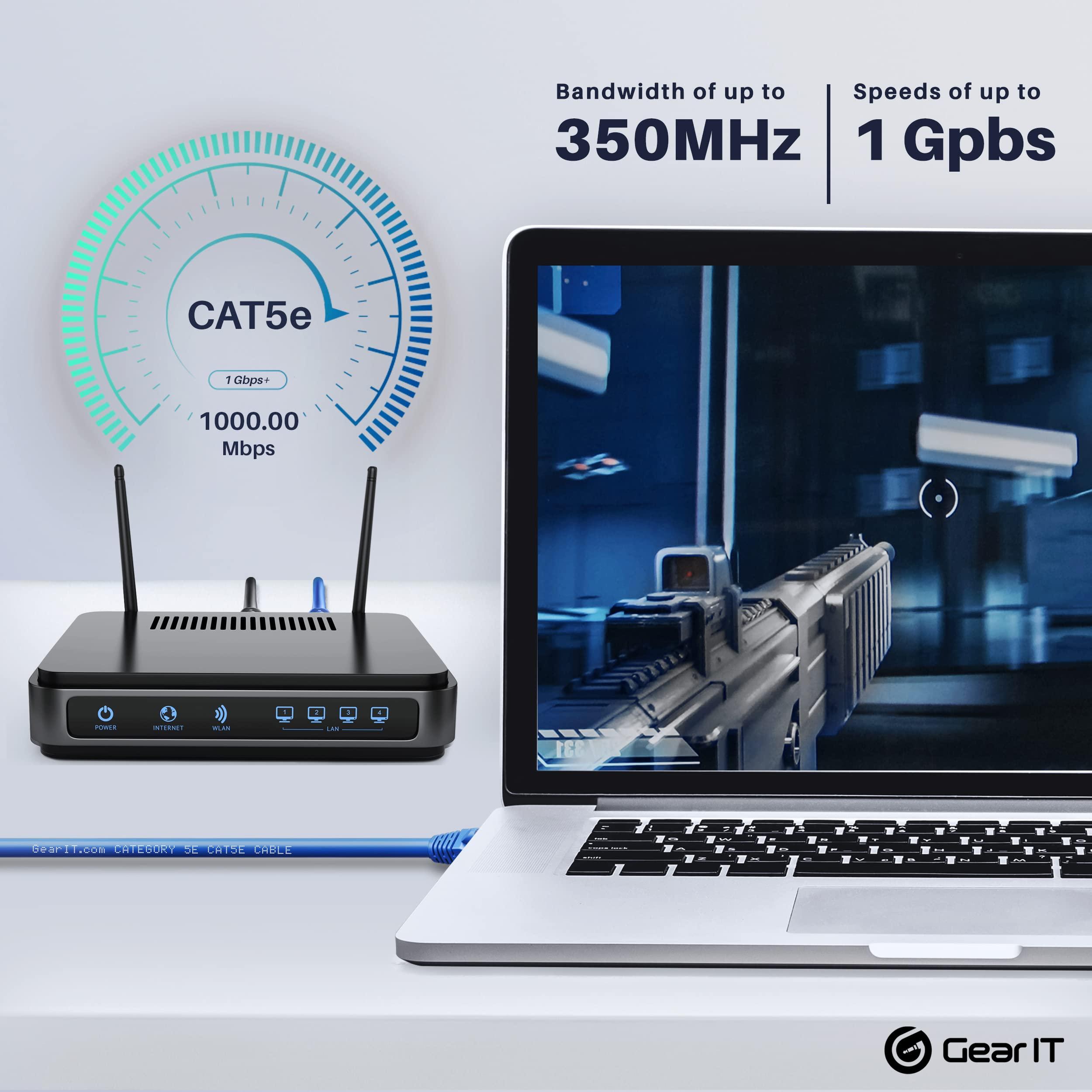 GEARit GearIT 5-Pack, Cat5e Ethernet Patch Cable 20 Feet - Snagless RJ45 Computer LAN Network Cord, Blue - Compatible with 5 Port Switch POE 5port Gigabit