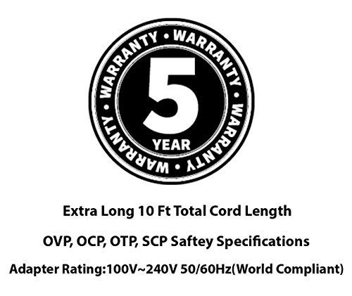 OMNIHIL [UL Listed] OMNIHIL 8 Feet Long AC/DC Adapter Compatible with Insignia 19\" 20\" 24\" 28\" 32\" LED HDTV HD TV/DVD Power Supply Wall Plug