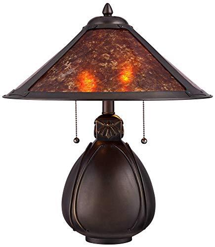 Robert Louis Tiffany Robert Louis Tiffany Nell Art Deco Tiffany Style Small Accent Table Lamp 19" High Bronze Brown Antique Pottery Ceramic Natural Mica Shade Decor for Bedroom House Bedside Nightstand Home Office