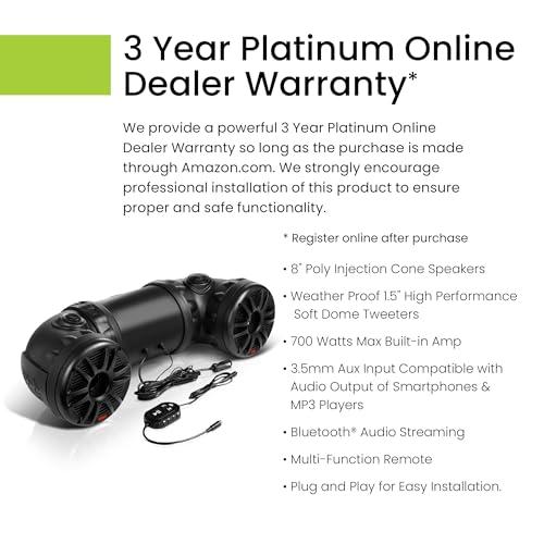 BOSS Audio Systems BOSS Audio Systems ATV85B ATV Speaker System - 8 Inch Speakers, 1.5 Inch Tweeters, Full Range Audio, Built-in Amplifier, Bluetooth Remote