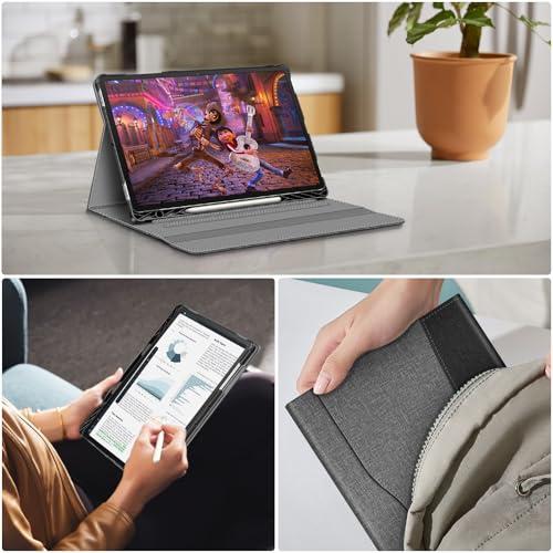 FINTIE Fintie Case for Samsung Galaxy Tab S10 Plus 2024/ S9 FE Plus 5G 12.4 Inch 2023 with Built-in S Pen Holder, Multiple Angle Portfolio Business Cover with Pocket Auto Sleep/Wake, Gray