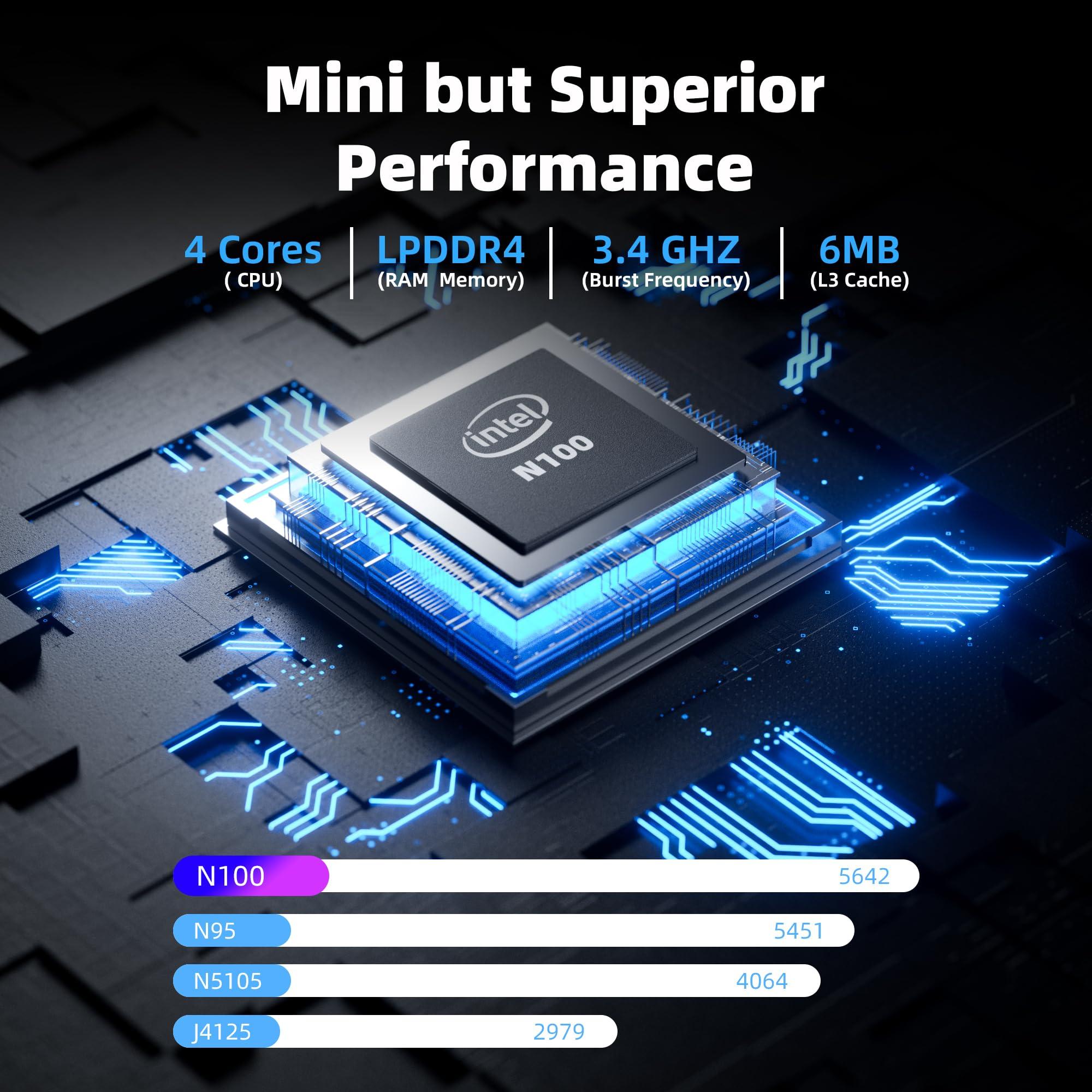 CyberGeek CyberGeek Nano A1 Small PC Intel 12th Alder Lake N100 (up to 3.4GHz), Mini Desktop Computer 8GB DDR4 RAM 256GB PCIe SSD, Tiny PC with 4K Dual HDMI/USB3.0/WiFi 6/BT5.2/RJ45/VESA for School Home Office