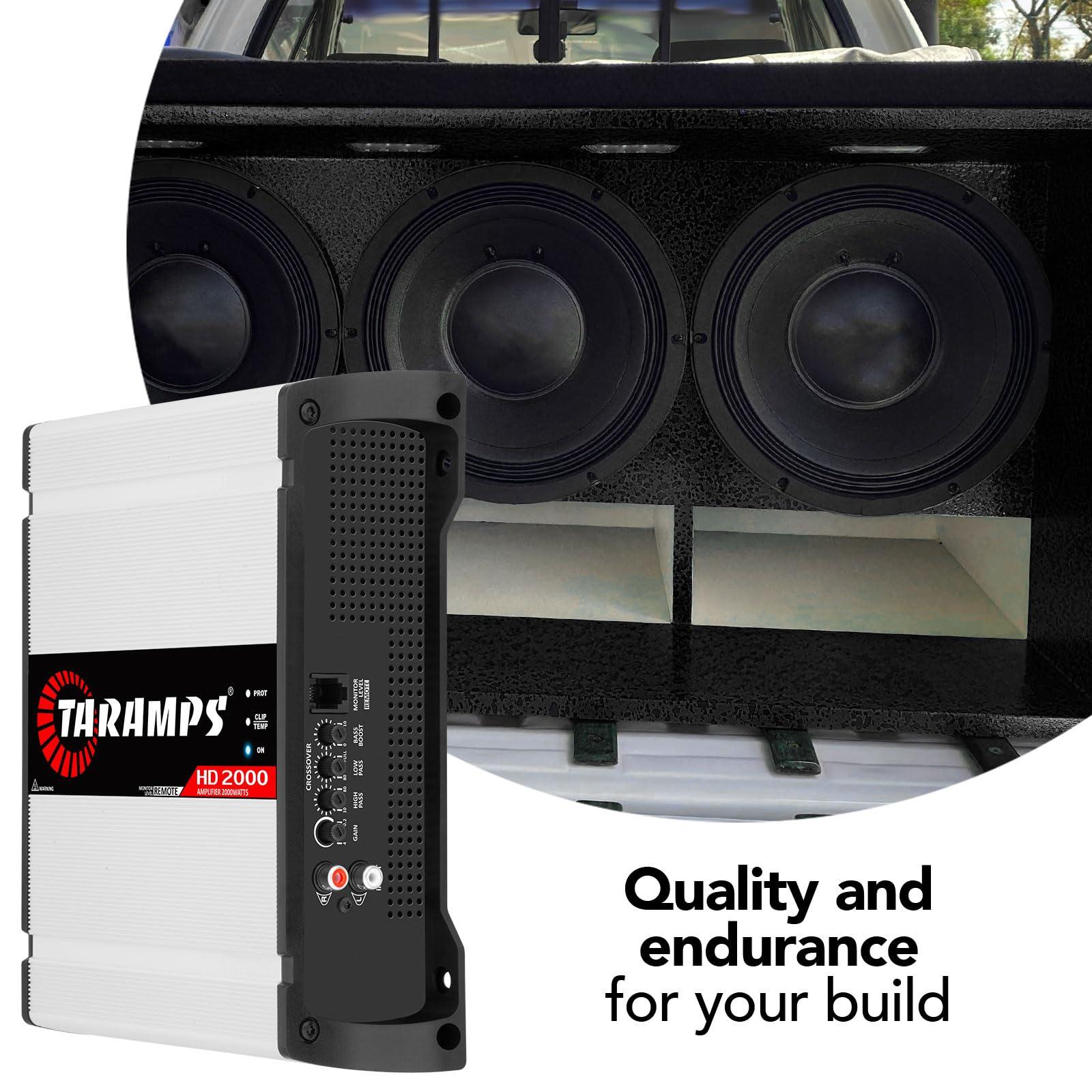 Taramp's Taramps HD 2000 4 Ohms 1 Channel 2000 Watts RMS MAX Full Range Car Audio, Monoblock, LED Monitor Indicator, Class D Amplifier, Crossover, White 2k amp