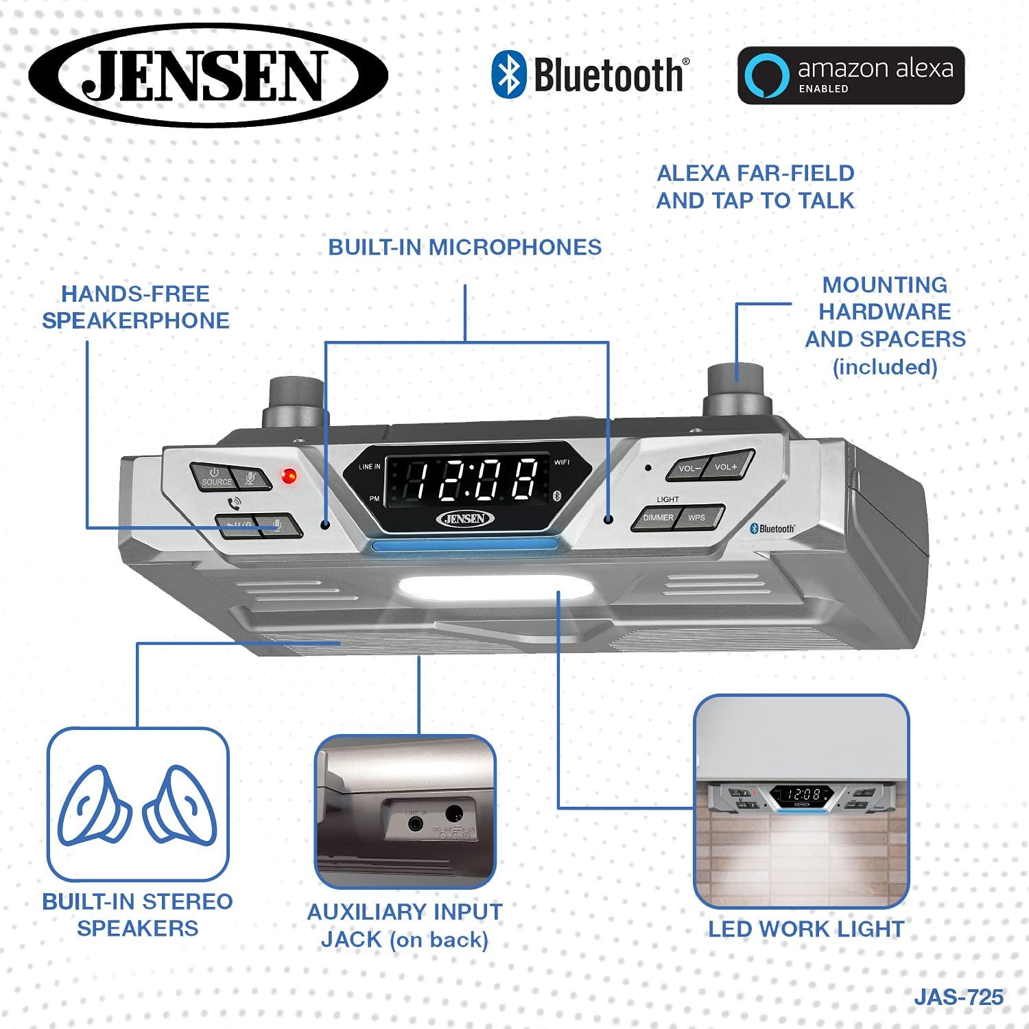Jensen(r) Jensen Under Cabinet Bluetooth Music System with Alexa Far-Field and Tap to Talk