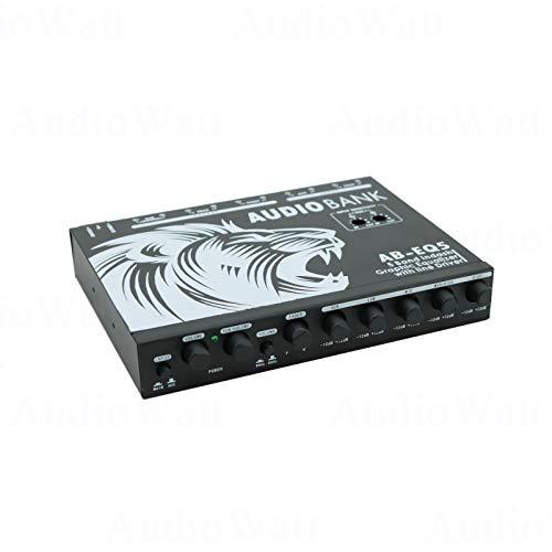 Audiobank Audiobank 5 Band in-Dash Stereo Graphic Equalizer with Line Driver with Three Stereo RCA Outputs/Frequency Response: 10Hz to 50000Hz 1dB / Maximum Output Voltage AB-EQ05