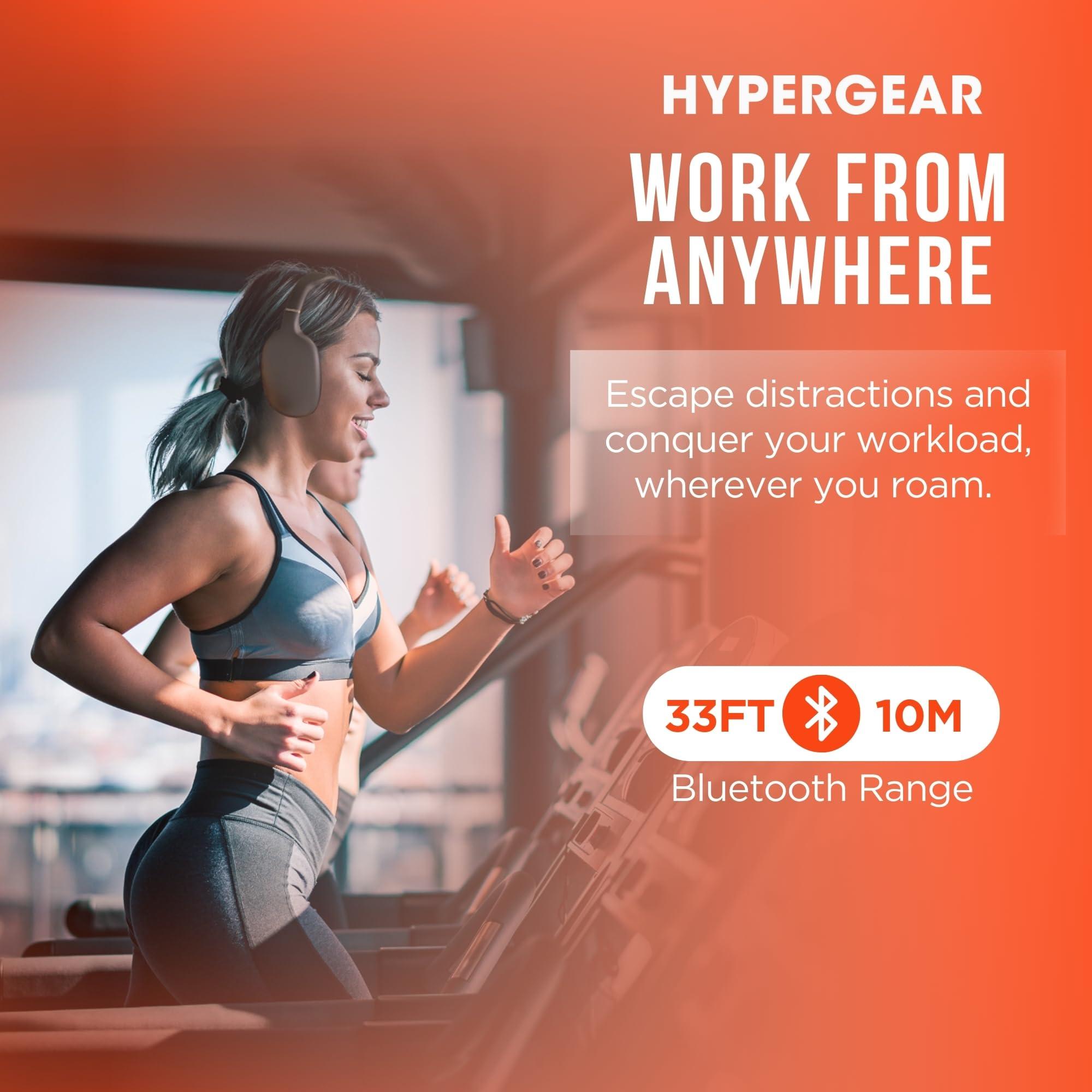 HyperGear HyperGear Vibe Bluetooth Wireless Headphones - Over-Ear Headphones Wireless for Music, Built-in Mic & Controls, Memory Foam Ear Cups for Travel, Home Office, Gym & More - Black