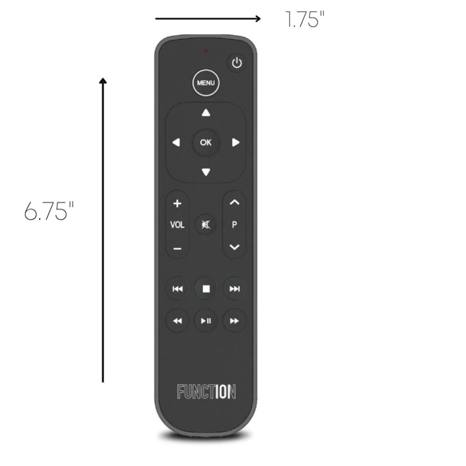 Function101 Function101 F101-ATVRM-BT Bluetooth Replacement Button Remote for Apple TV | BLE and Infrared Connectivity | 2 AAA Batteries Included