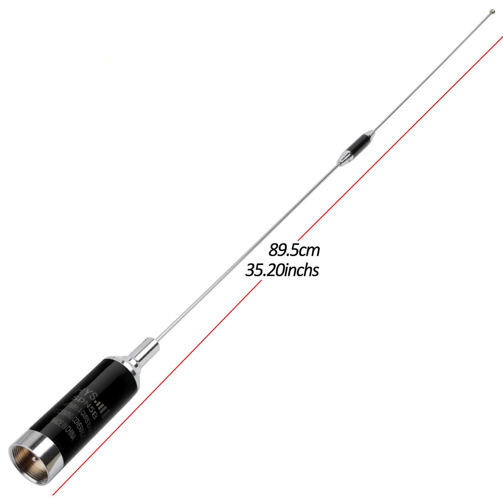 HYS HYS GMRS Antenna NMO Mount 35-Inch - 5.5dBi Low Profile UHF Whip Antenna 462-467MHz, Pre-Tuned for Midland/Motorola GMRS Mobile Radios, Car Truck SUV Installation