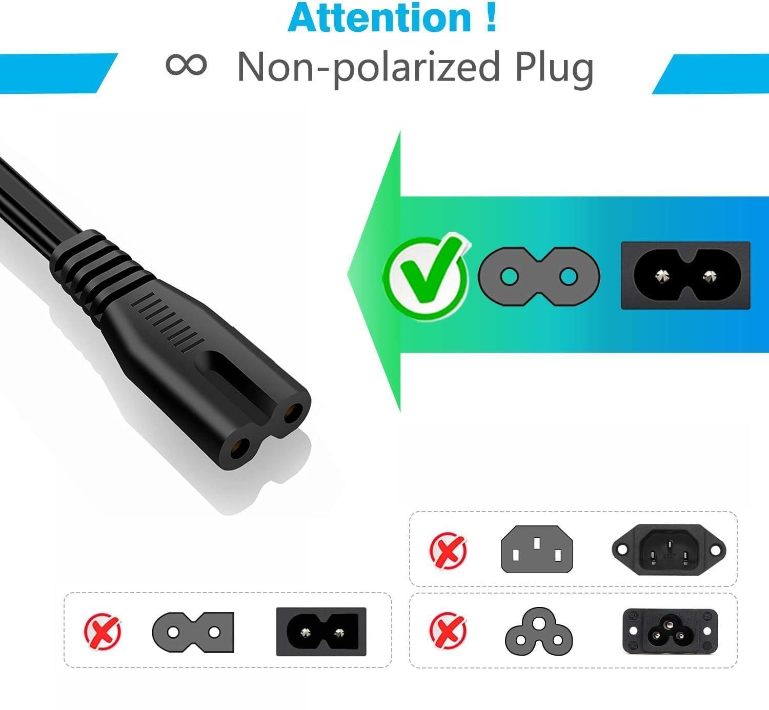 IJP 5FT TV Power Cord Samsung TV Extend Cable for Samsung TV 24" 32" 40" 43" 48" 49" 50" 55" 60" 65" 75" UN40 UN43 UN48 UN49 UN50 UN55 UN60 UN70 UN75 UN78, Smart 4K TV LG, TCL TV 2 Prong AC Power Cord