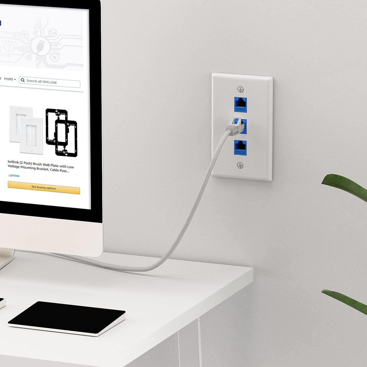 iwillink Iwillink (1-Pack) 3-Port Ethernet Wall Plate and (25-Pack) RJ45 Cat6 Keystone Coupler