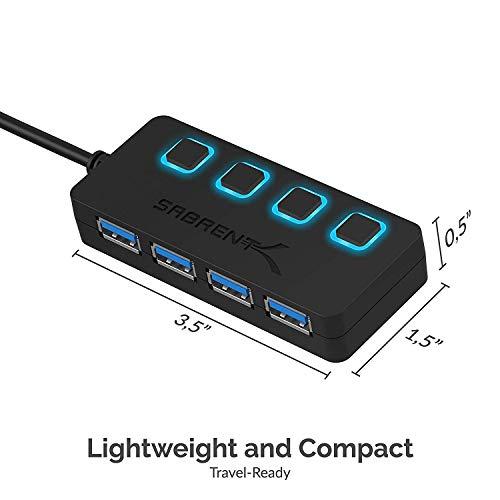 SABRENT SABRENT 4 Port USB 3.0 Hub with Individual LED Lit Power Switches, Includes 5V/2.5A Power Adapter (HB UMP3)