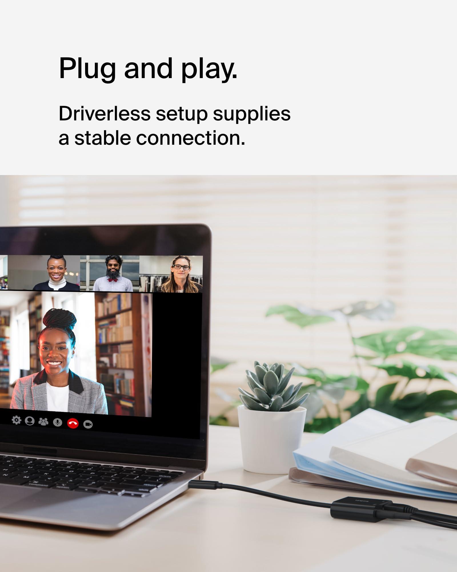 Belkin Belkin Connect USB-C to Ethernet + Charge Adapter 100W w/Gigabit Ethernet Port and USB-C Port - 10/100/1000 Mbps for Fast Internet Connection - Compatible with iPhone 16, Samsung Galaxy S25, & More