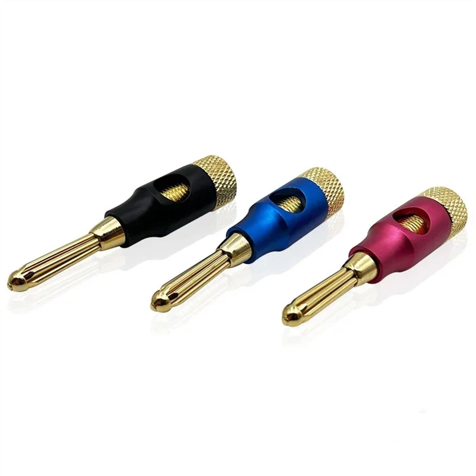 WUZDPRCJ 6PCS 4mm Speaker Banana Plugs Banana Connector 24K Copper Gold Plated 4mm Banana Jack Match with 4mm Binding Post (Color : Black 6Pcs)