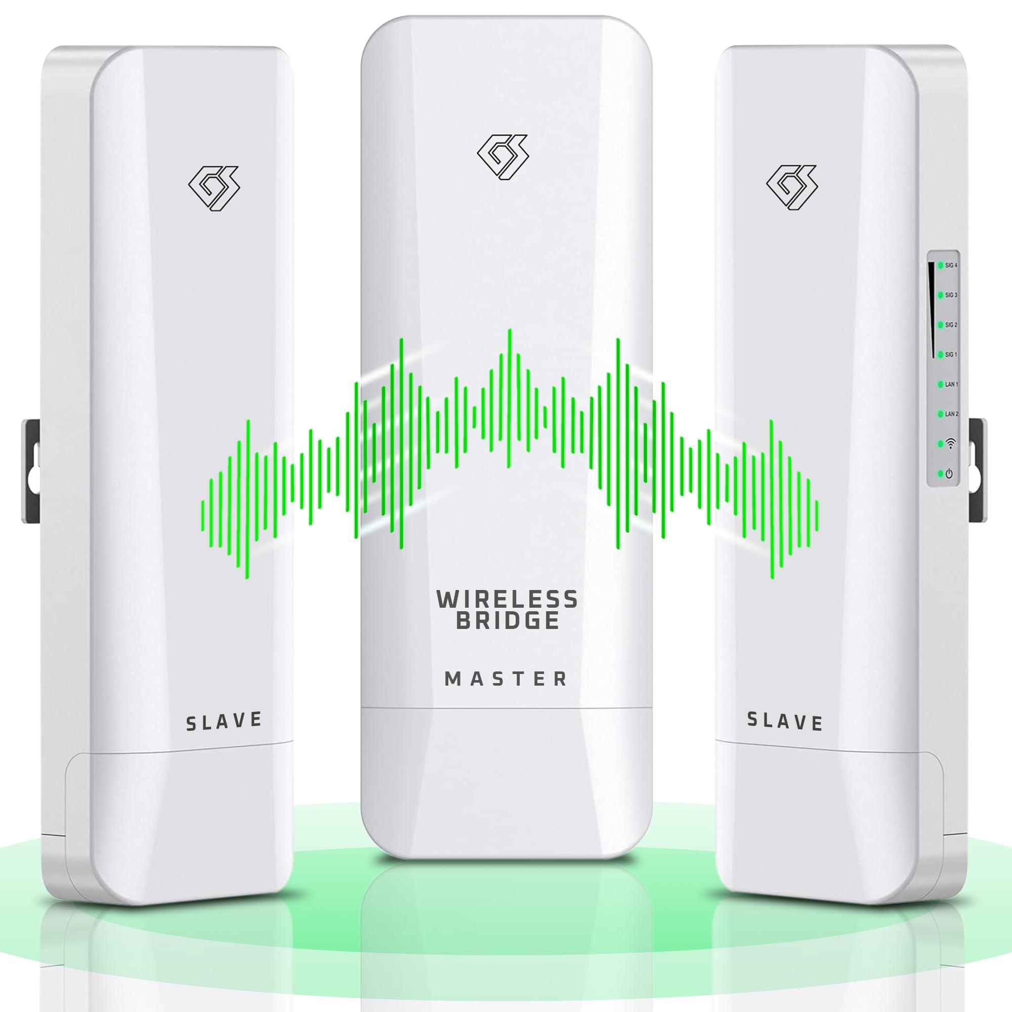 GOOD STORY Wireless Bridge Point to Point/Multipoint 3 Pack, 5.8GHz Outdoor Wireless Bridge to Provide Network Communication for Shop, Barn, Garage Building, 3KM Long Distance Pre-configured Set. (3KM 3-Pack)