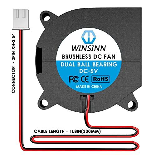 WINSINN WINSINN 40mm Blower Fan 5V, 3D Printer Micro 5 Volt Fans Blower 4020 Dual Ball Bearings, 40mmx20mm 2PIN (Pack of 4Pcs)