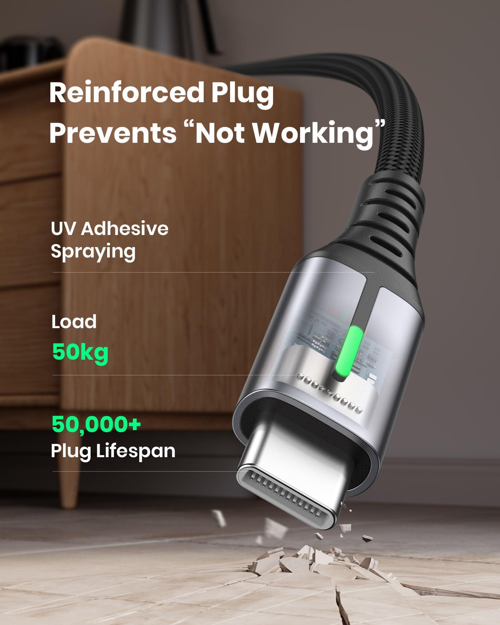 INIU USB C Cable, INIU [5 Pack 3.1A] QC Fast Charging USB Type C Cable, Nylon(1.6+3.3+3.3+6.6+6.6ft) Phone Charger USB A to USB C Cable for Samsung Galaxy S21 S20 S10 Plus Note 10 LG Google Pixel iPhone 15