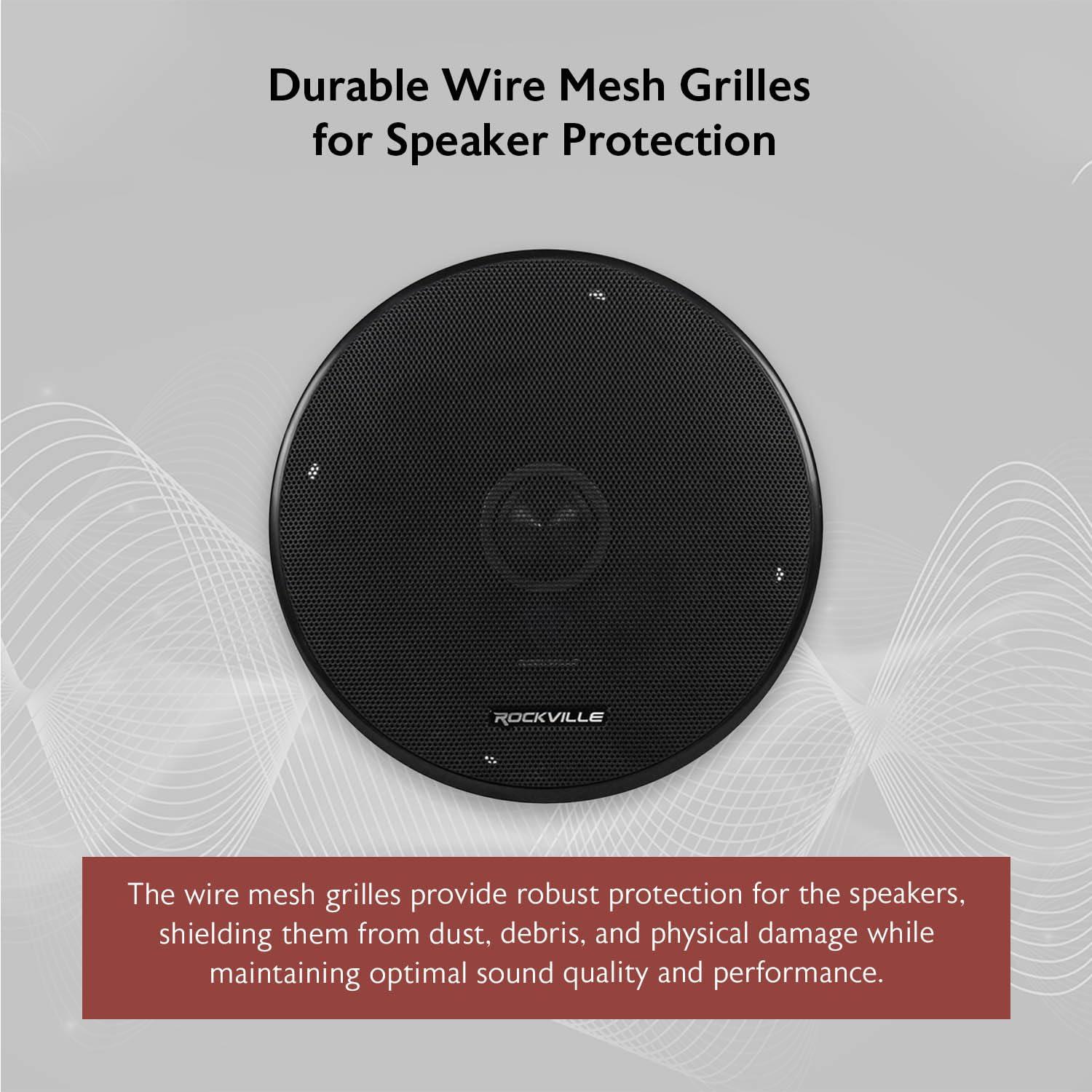 Rockville Rockville RXM64 6.5\" Mid-Range Car Speaker, 150W Peak/75W RMS, 4 Ohm, CEA Compliant, Crossover, With Grille, Loud and Clear, Perfect for Car Audio