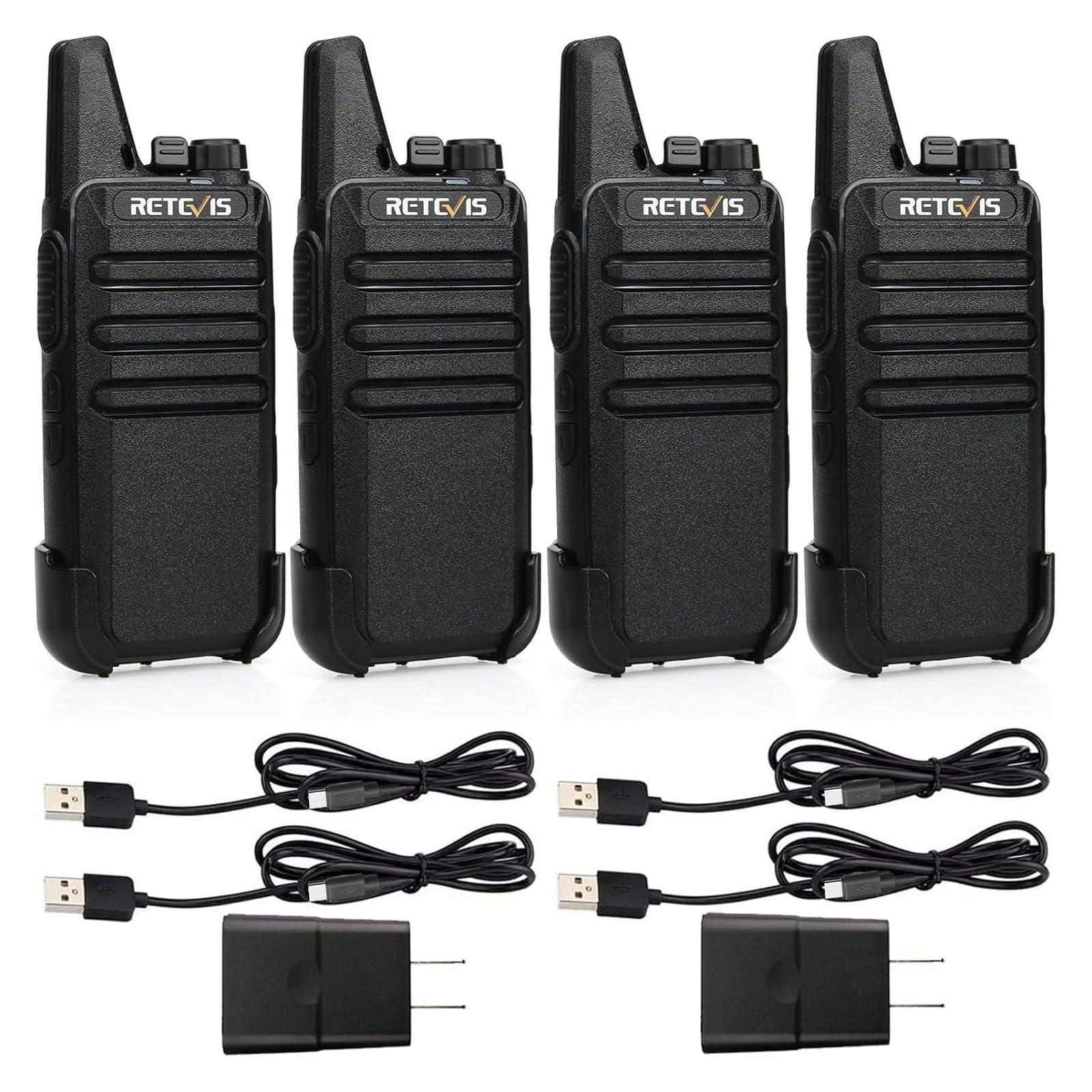 Retevis Retevis RT22 Two Way Radio Long Range Rechargeable,Portable 2 Way Radio,Upgrade Type C Handsfree Walkie Talkies for Adults Cruise Hiking Hunting Skiing(4 Pack)