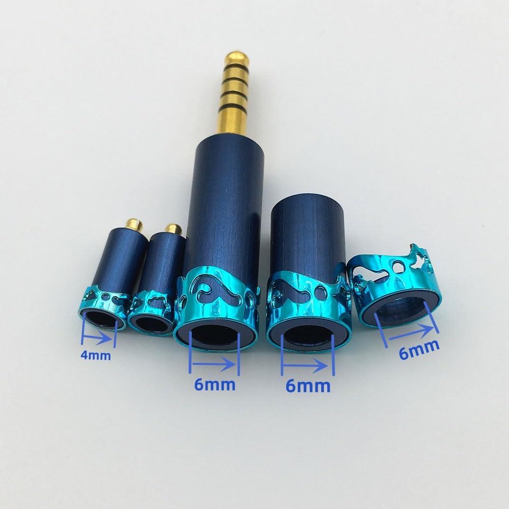 Zeatop Hendar Zeatop Hendar 1Set Pure Copper 3.5mm Stereo / 4.4mm Balanced Audio Plug + Splitter + Slider + 0.78mm / MMCX for Upgrade Earphone Cable DIY Solder Assembly Replacement Connector (4.4mm-0.78), Blue