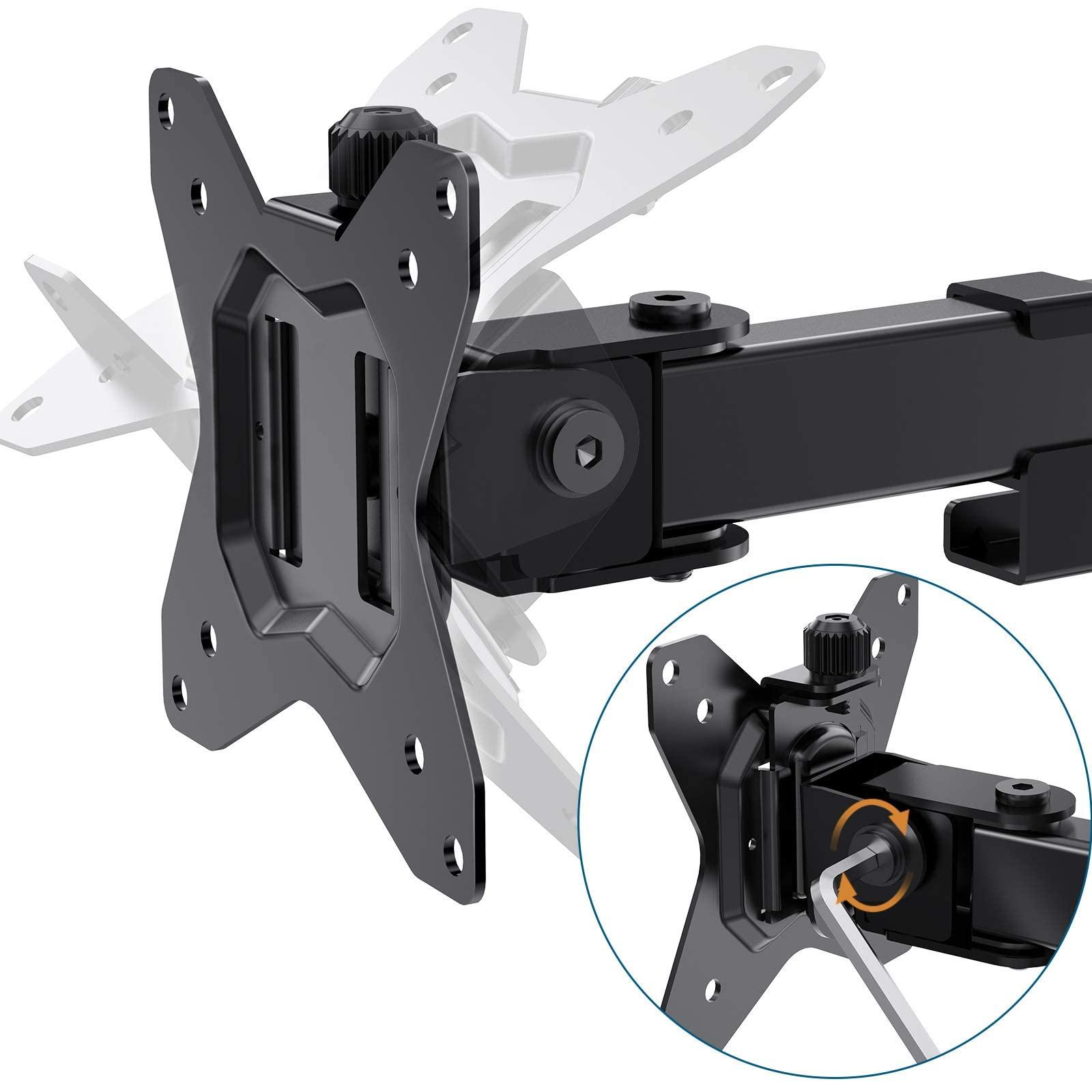 HUANUO HUANUO 32 inches Dual Monitor Stand up to 17.6lbs per Arm, High-Grade Aluminum Free-Standing Dual Monitor Mount for 2 Screens. Fully Adjustable Dual Monitor Stand for Desk with Tilt, Swivel, Rotation