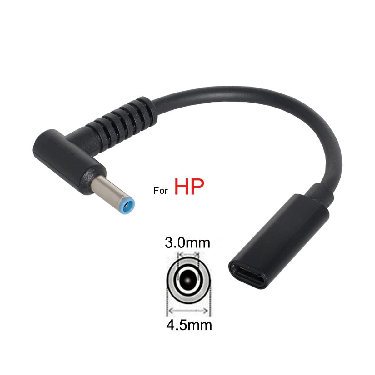 cablecc cablecc Type C USB-C Female Input to DC 4.5x3.0mm Power PD Charge Cable fit for HP Laptop 18-20V