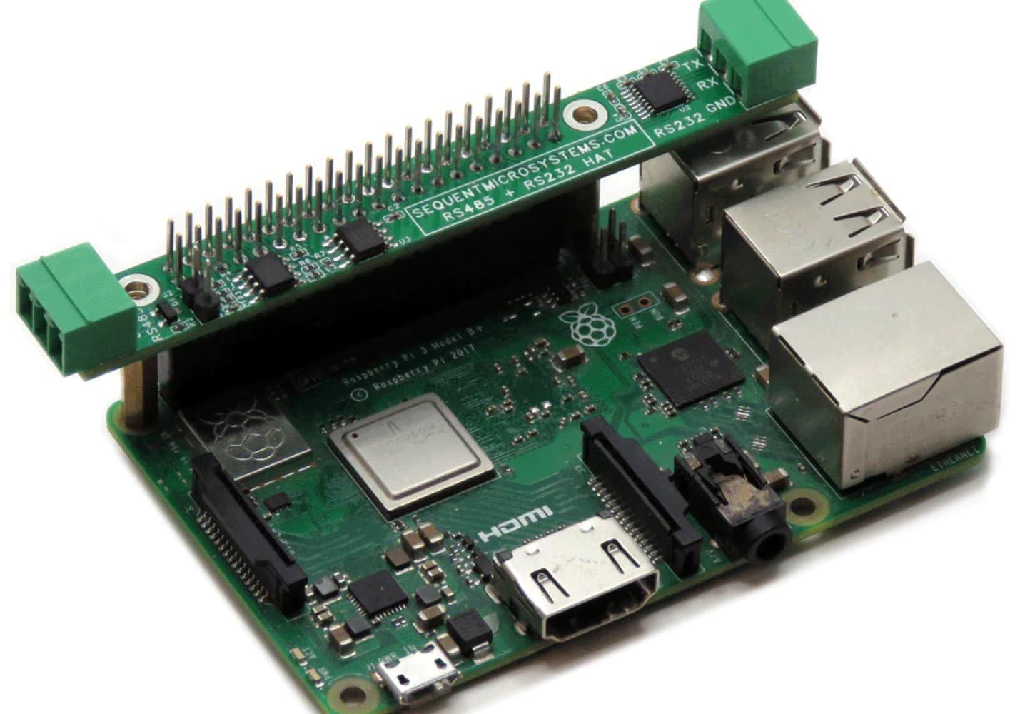 Sequent Microsystems Two Serial Ports RS485 and RS232 Stackable HAT for Raspberry Pi SM-I-025