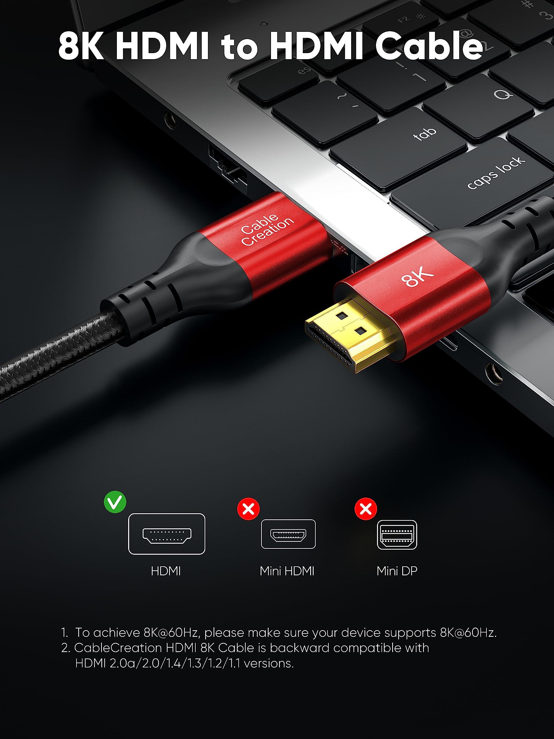 CableCreation CableCreation eARC HDMI Cable, HDMI Cable 6ft (48Gbps, 8K@60Hz) - 6.6 Feet, HDMI Cable 8K, eARC HDR HDCP 2.2 2.3