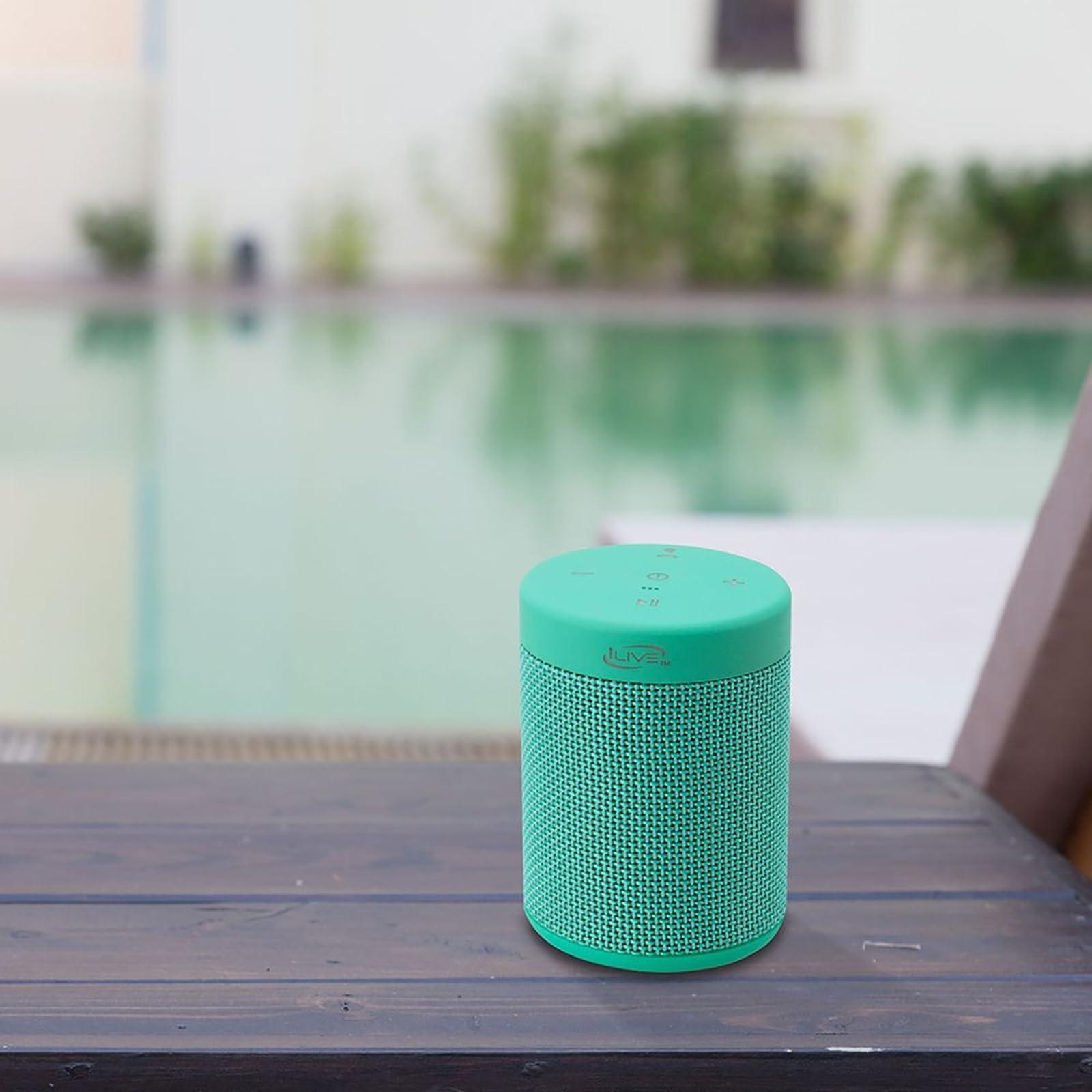 iLive iLive Portable Bluetooth Waterproof Speaker, 2.56 x 2.56 x 3.54 Inches, Includes Micro-USB to USB Cable and Carabiner Clip, Turquoise (ISBW108TQ)