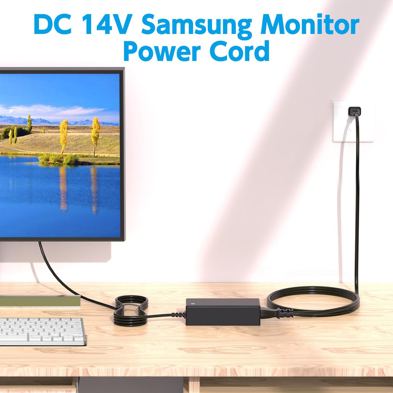 LJO-EEIH 14V Power Cord Monitor for Samsung Charger, Ac Dc Adapter Power Samsung LCD Monitor LTM1555B LTM1555X; Samsung SyncMaster 15\" 17\" 18\" 19\" 20\" 22\" 23\" 24\" 27\" TV LCD