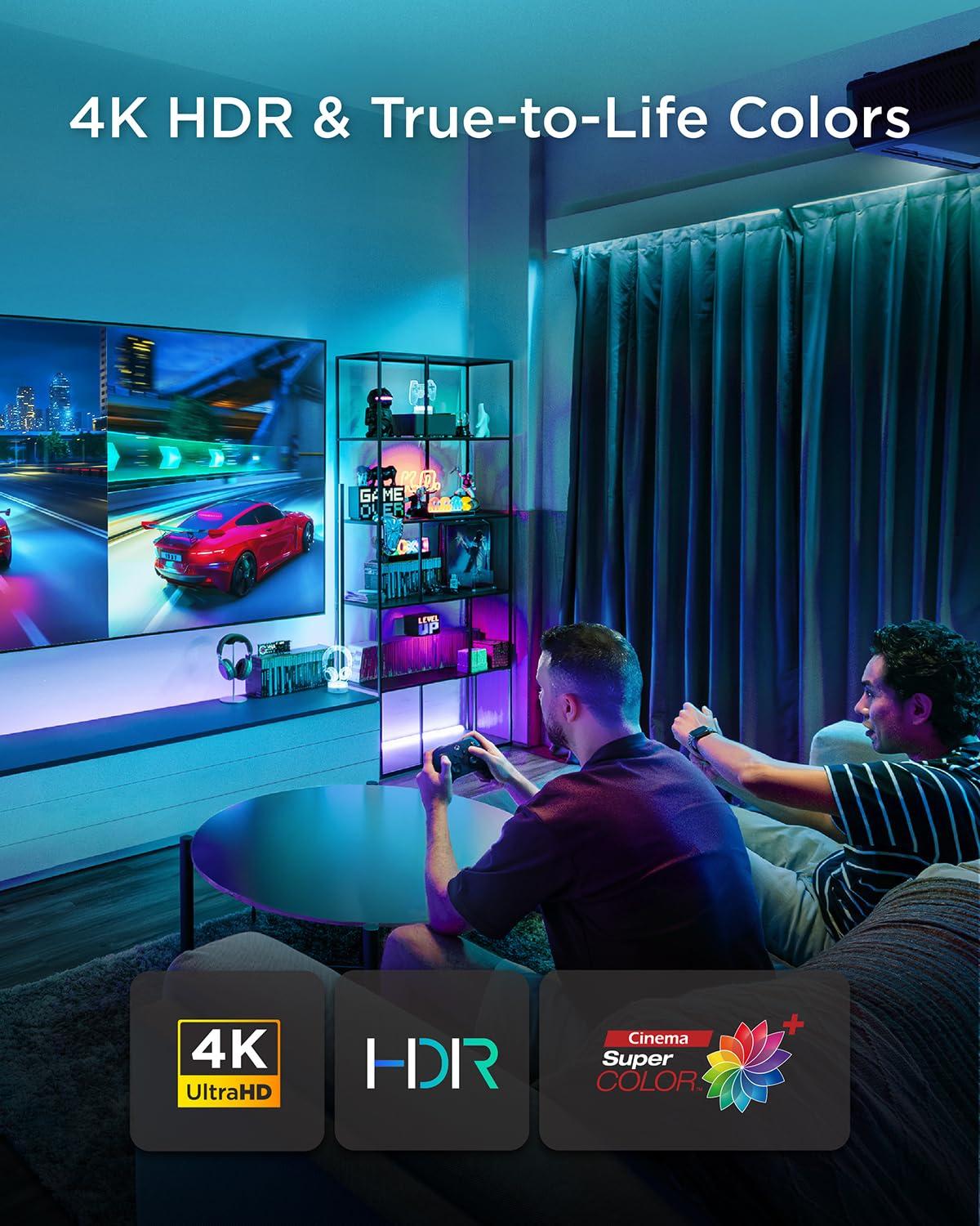 ViewSonic ViewSonic X1-4KPro 4K UHD LED Projector Designed for Xbox with Built-in Google TV and Netflix, 2500 ANSI Lumens, H/V Keystone, 4 Corner Adjustment, 1.3x Optical Zoom for Smart Home Theater