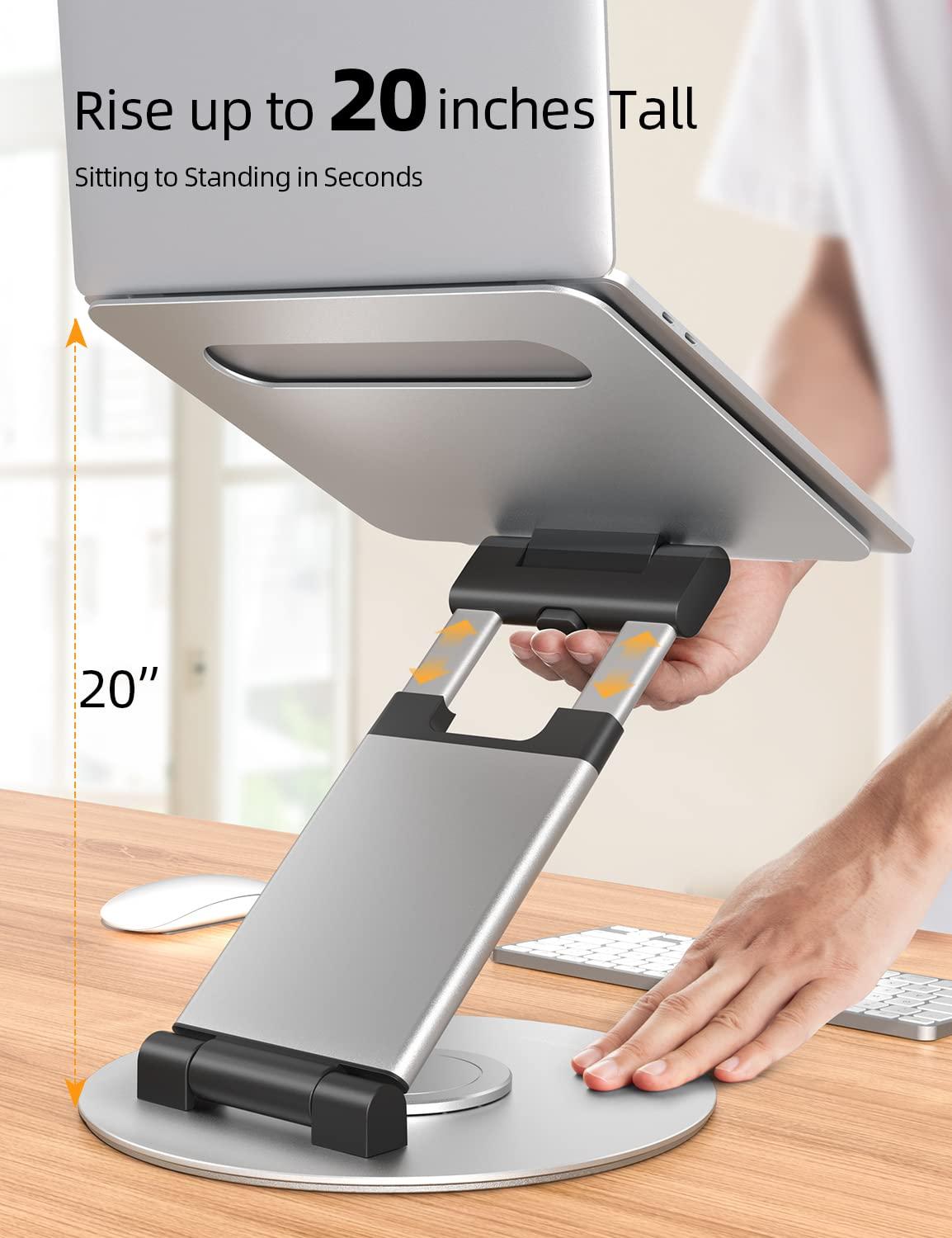 Nulaxy Nulaxy Telescopic 360 Rotating Laptop Stand for Desk Adjustable Height Swivel Pull Out Design Ergonomic Laptop Riser Fits All 10-17" Laptops Computer MacBook, Silver