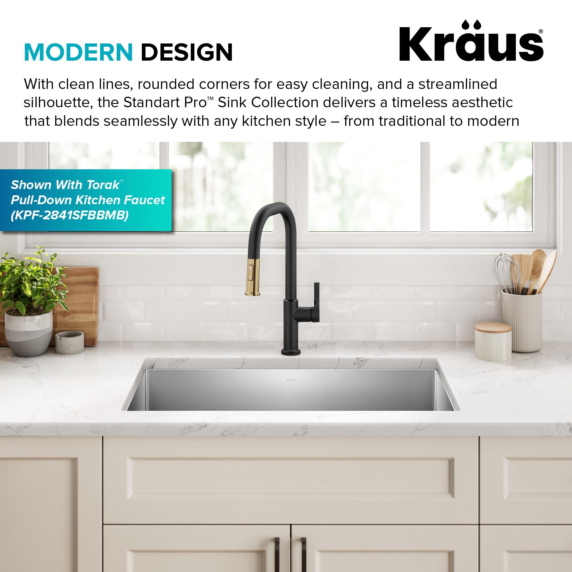 Kraus Kraus KHU100-32 Standart PRO 16 Gauge Undermount Single Bowl Stainless Steel Kitchen Sink, 32 Inch