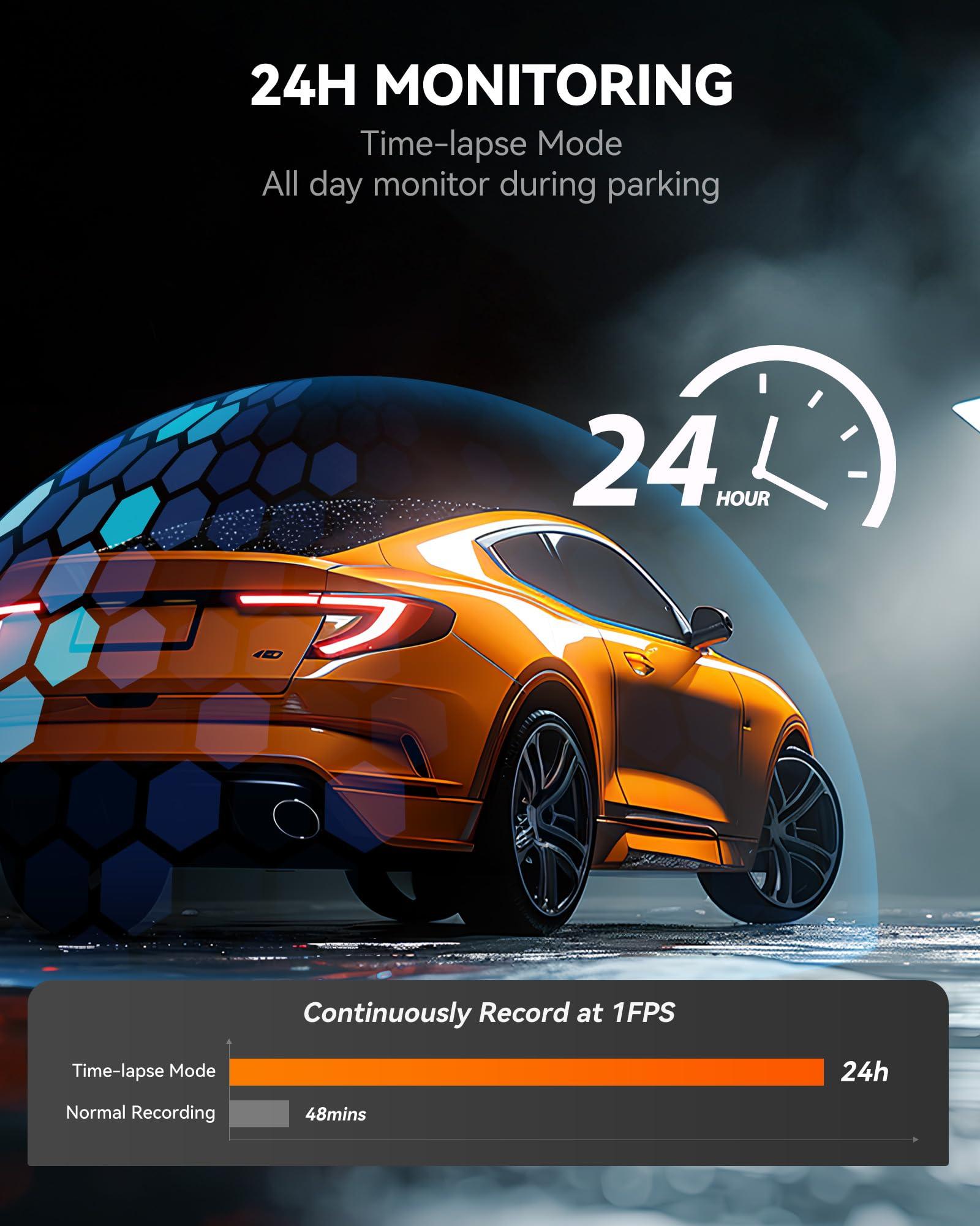 WOLFBOX WOLFBOX G840S 12\" 4K Mirror Dash Cam Backup Camera, 2160P Full HD Smart Rearview Mirror for Cars & Trucks, Front and Rear View Dual Cameras, Night Vision, Parking Assistance, Free 32GB Card & GPS