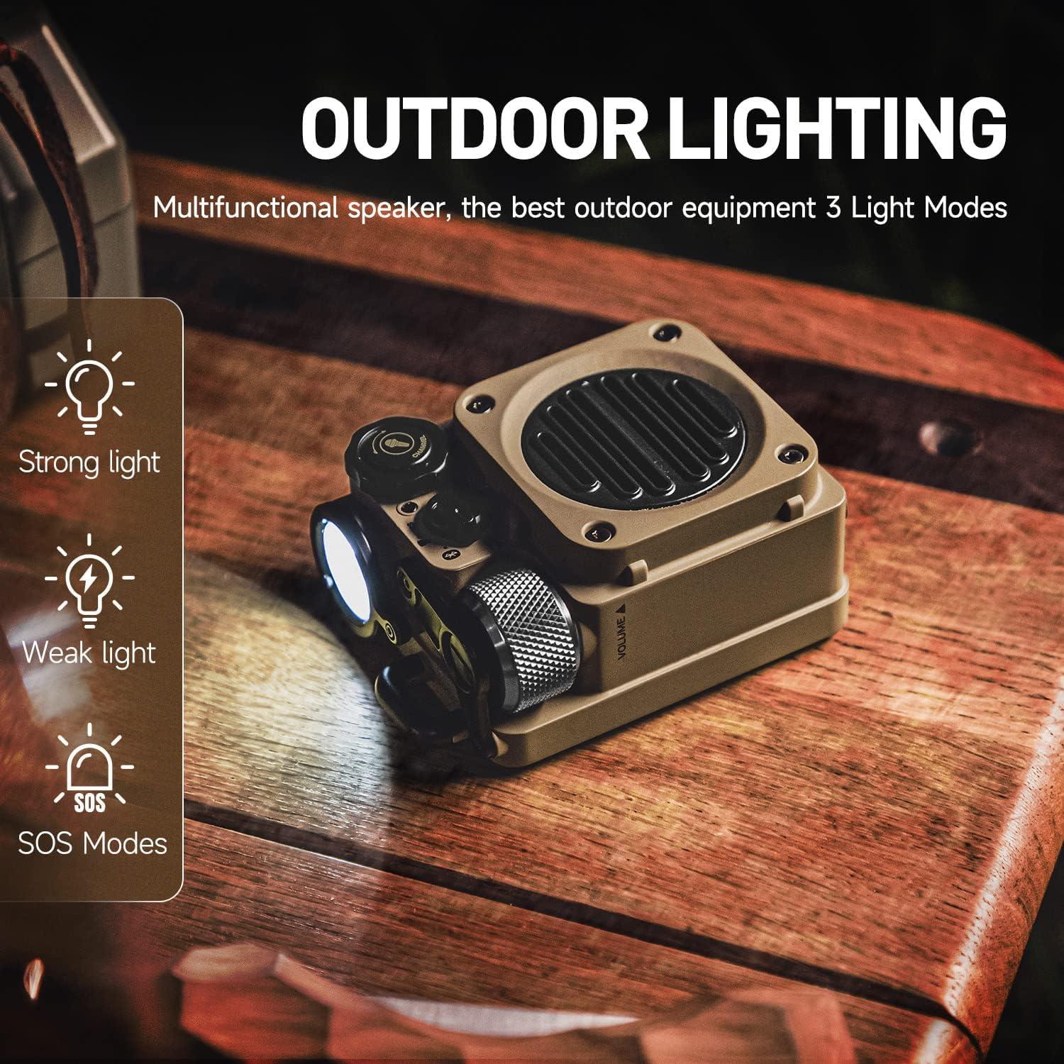 Muzen Muzen Portable Bluetooth Speaker, Wild Mini Rugged Travel Outdoor Speaker, Wireless Waterproof IPX5 with Flashlight, Stereo Sound, Metal Wild Look, for Adventure, Camping, Hiking