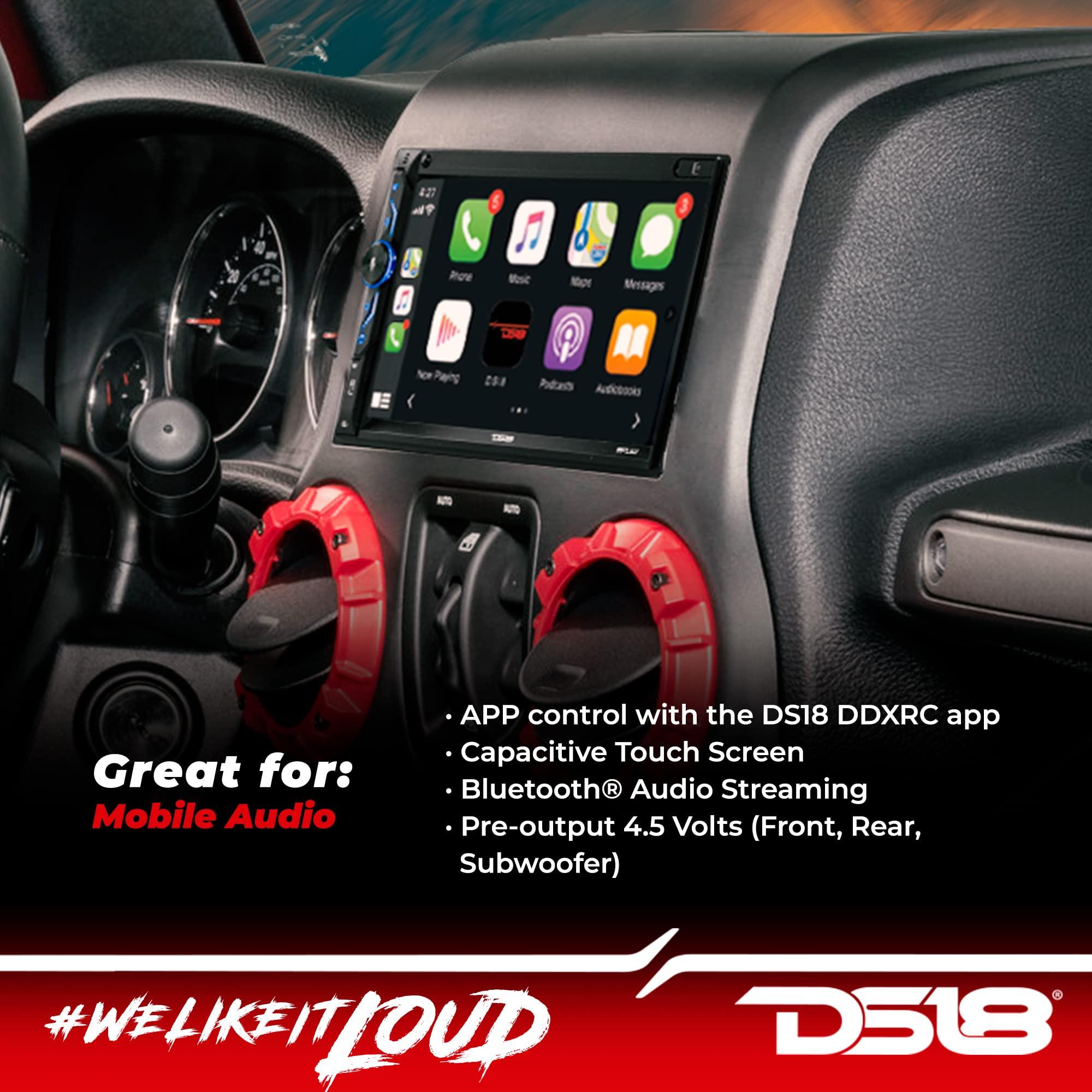 DS18 DS18 DDX6.9CP 6.9"" Touchscreen Mechless Double-Din Headunit Apple Car Play & Bluetooth, Mirror Link Android - Digital Multimedia AUX/USB/MP3/ AM/FM Radio Remote (Renewed), Black