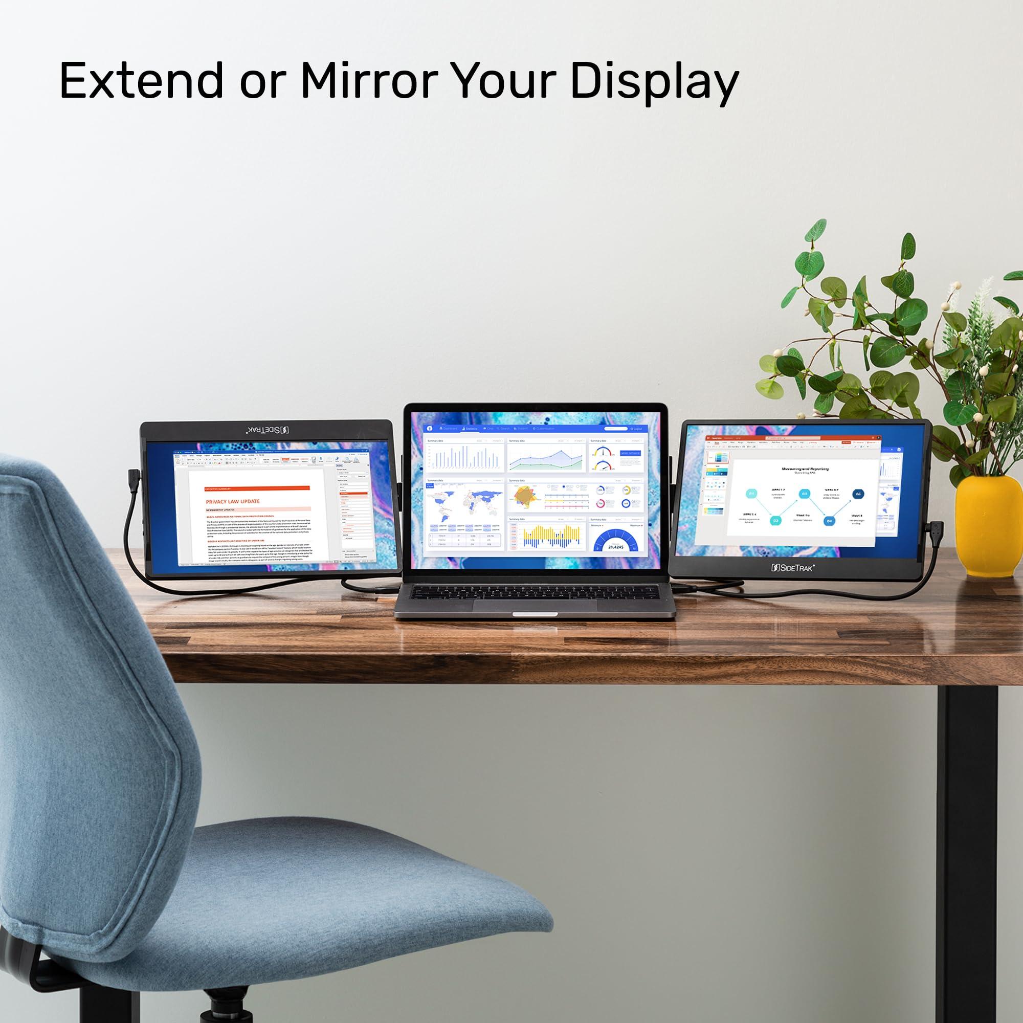 SideTrak SideTrak Swivel 12.5\" Portable Monitor for Laptop, Patented Swivel Hinge, Triple Screen Laptop Setup | FHD Dual Screen w/Kickstand, USB-C & HDMI, Mac, PC, Chrome Compatible (Triple Monitor)
