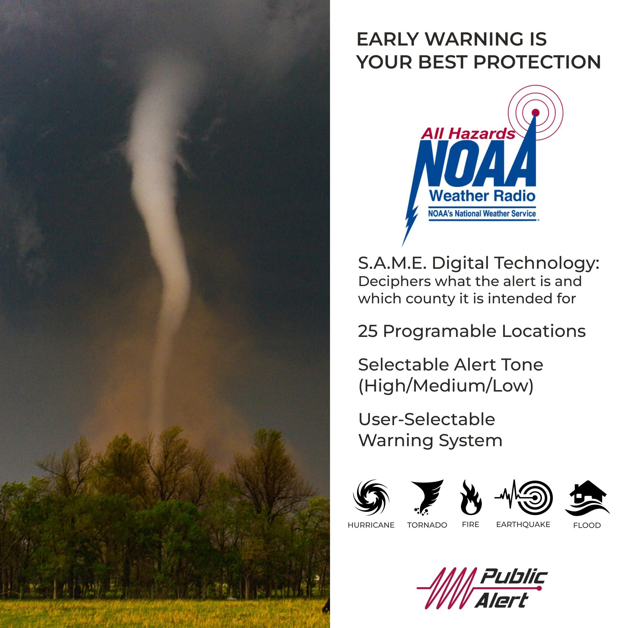 Midland Midland - WR120B - NOAA Emergency Radio - Weather Alerts - Localized Programming, Trilingual Display, 60+ Emergency Life-Saving Alerts, Alarm, Selectable Alert Tone