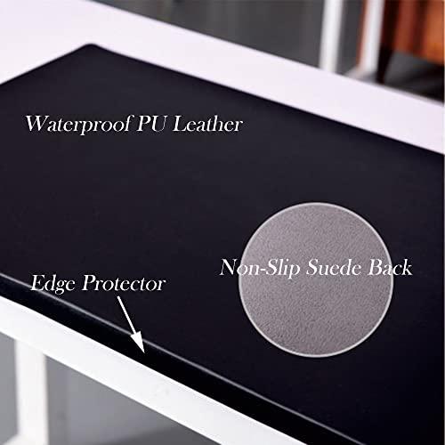 ZOCIS Waterproof Leather Desk Pad with Edge Protector, Premium Extended Desk Mouse Mat for Home Office Accessories, Large Office Desk Pad Protector Desk Writing Pad,60x30cm,Gray