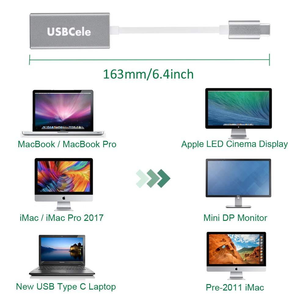 USBCele USBCele USB-C (Thunderbolt 3) to Mini DisplayPort Adapter, USB Type C to Mini Display Port 4K Cable Adapter for MacBook Pro, iMac, LED Cinema Display and More