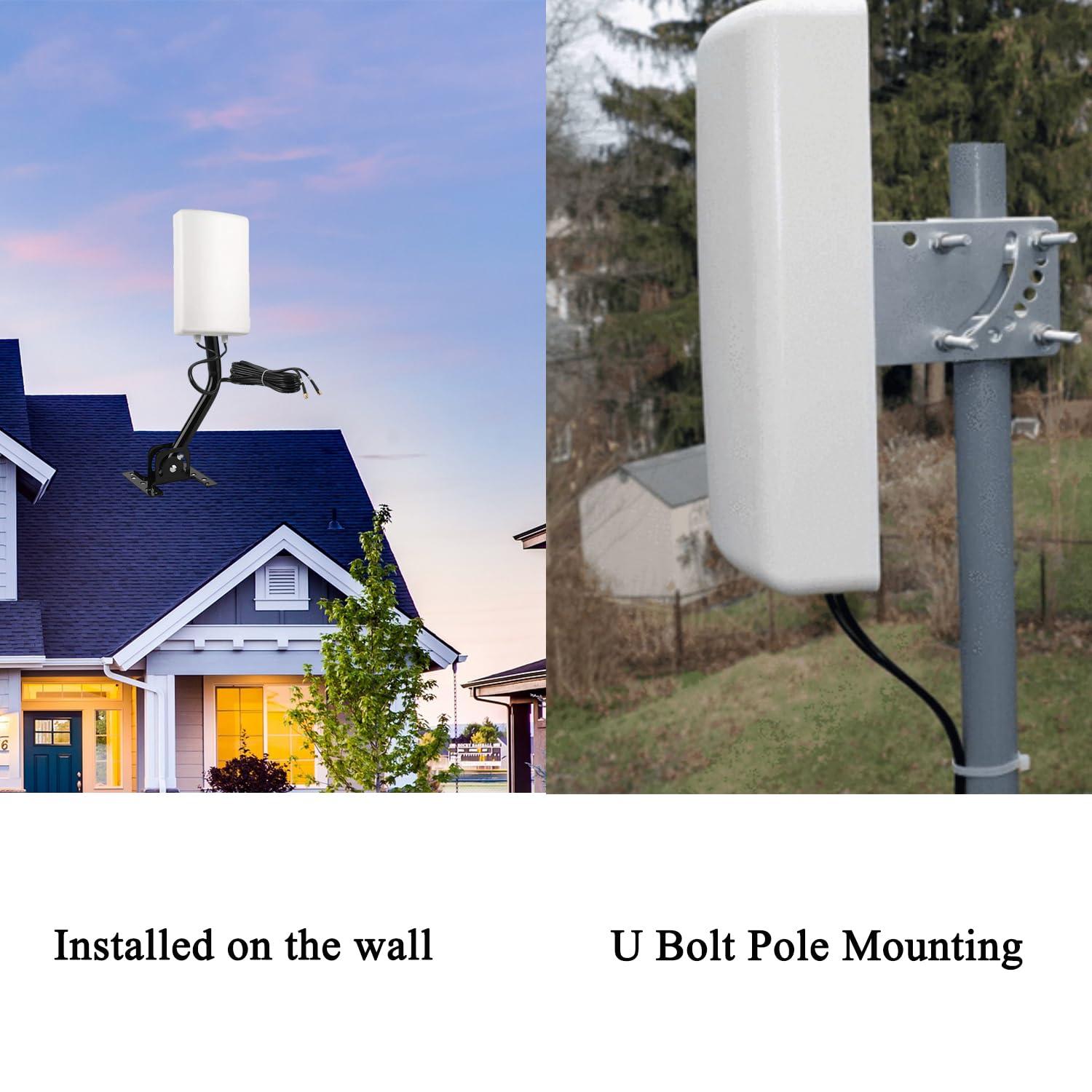 SIGNALPLUS High-Gain 4G LTE 2X2 MIMO Antenna 11dBi Outdoor WiFi Antenna Kit - Long Range Directional SMA Antenna for Verizon AT&T T-Mobile Sprint Cellular 4G LTE Router with Pole kit