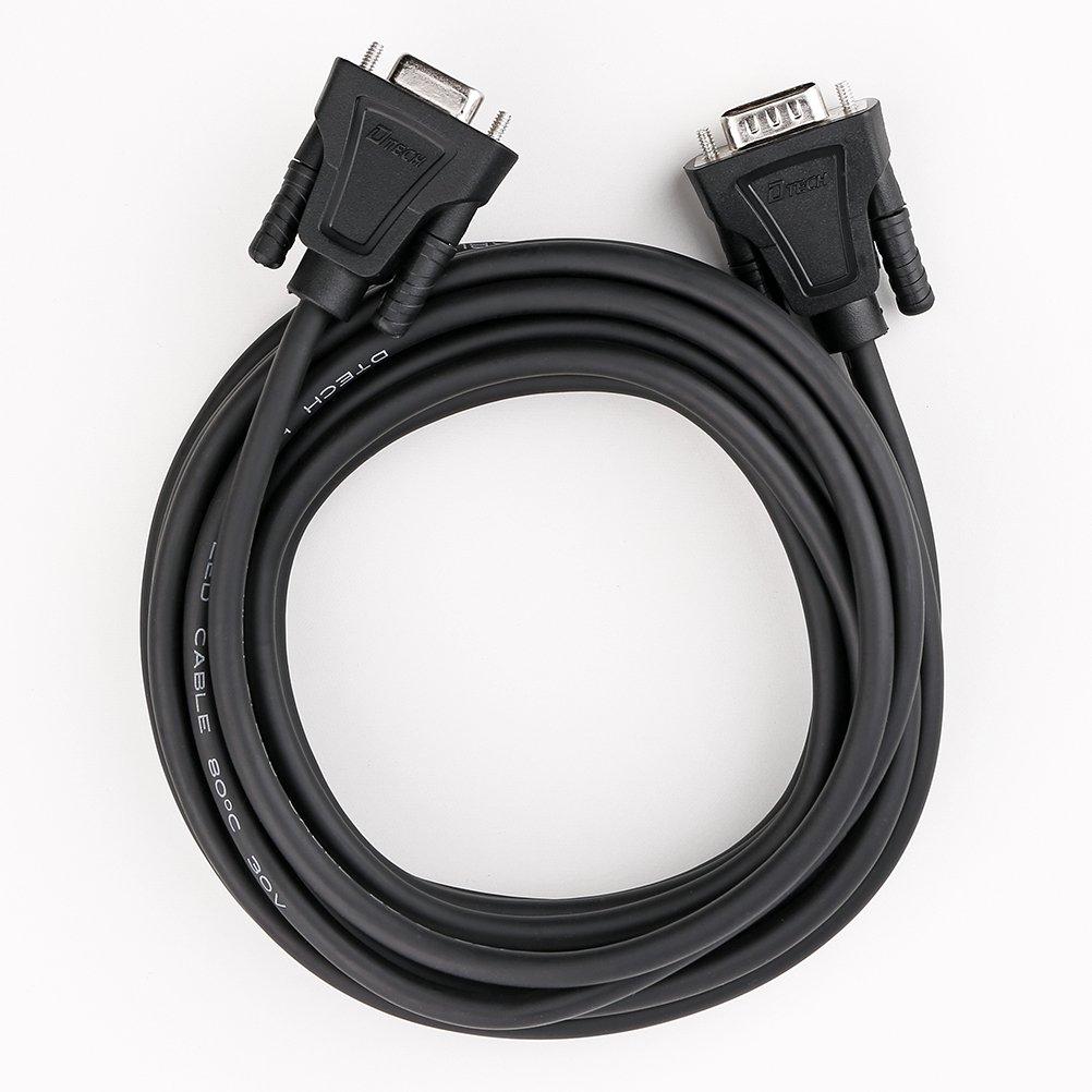 DTech DTech DB9 RS232 Serial Cable Male to Female Null Modem Cord Full Handshaking 7 Wire Crossover for Data Communication (15 Feet, Black)