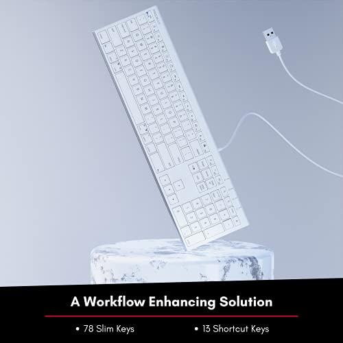 Macally Macally Slim USB Wired Keyboard for Mac and Windows - Simple and Sophisticated - USB Apple Keyboard with Numeric Keypad for Mac Mini / Pro, Macbook, iMac with 110 Scissor Switch Keys and 20 Shortcuts