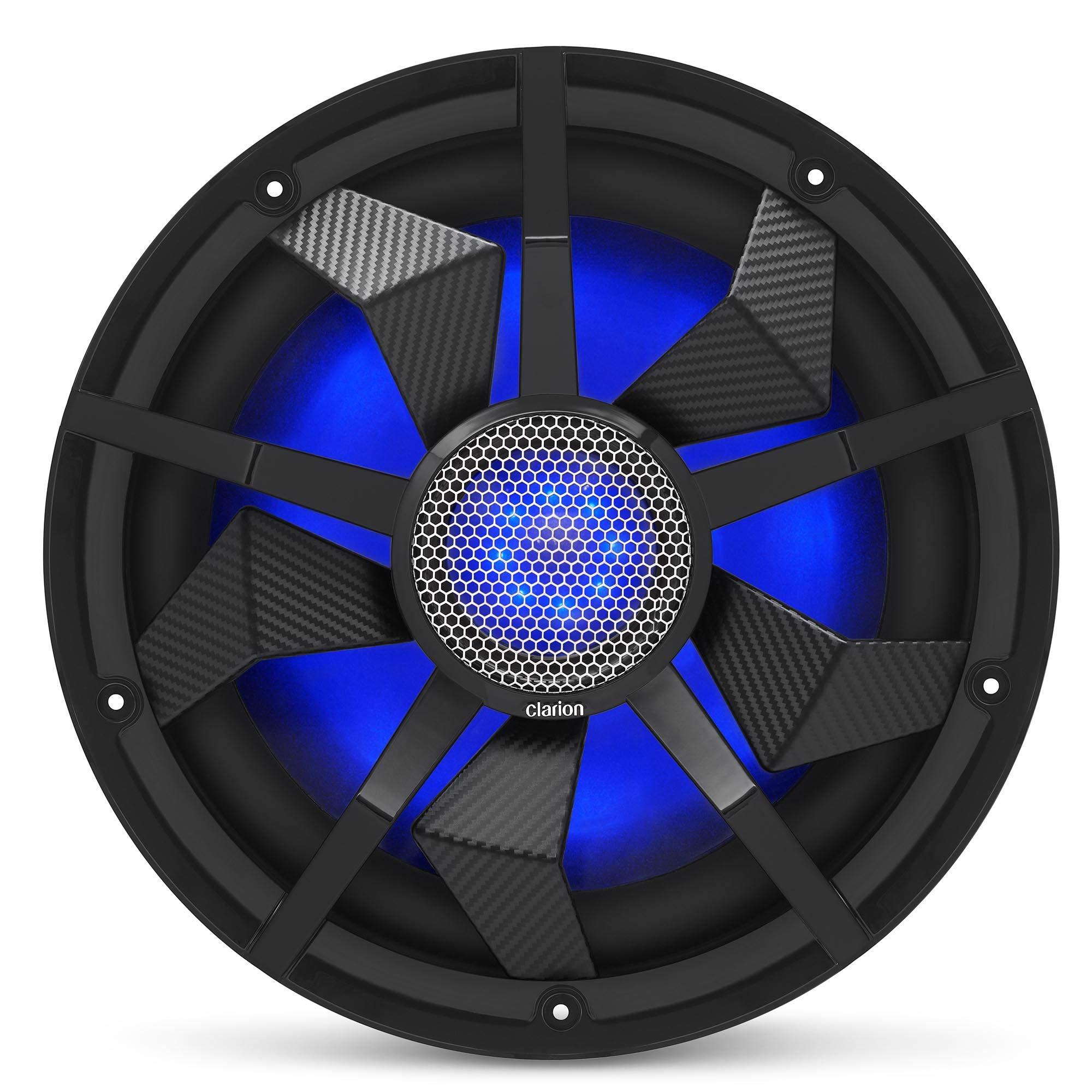 Clarion Clarion Marine Bass Bundle - CM3013WL 12" RGB LED subwoofer Includes Black & Silver Grilles, Marine XC2110 Amplifier