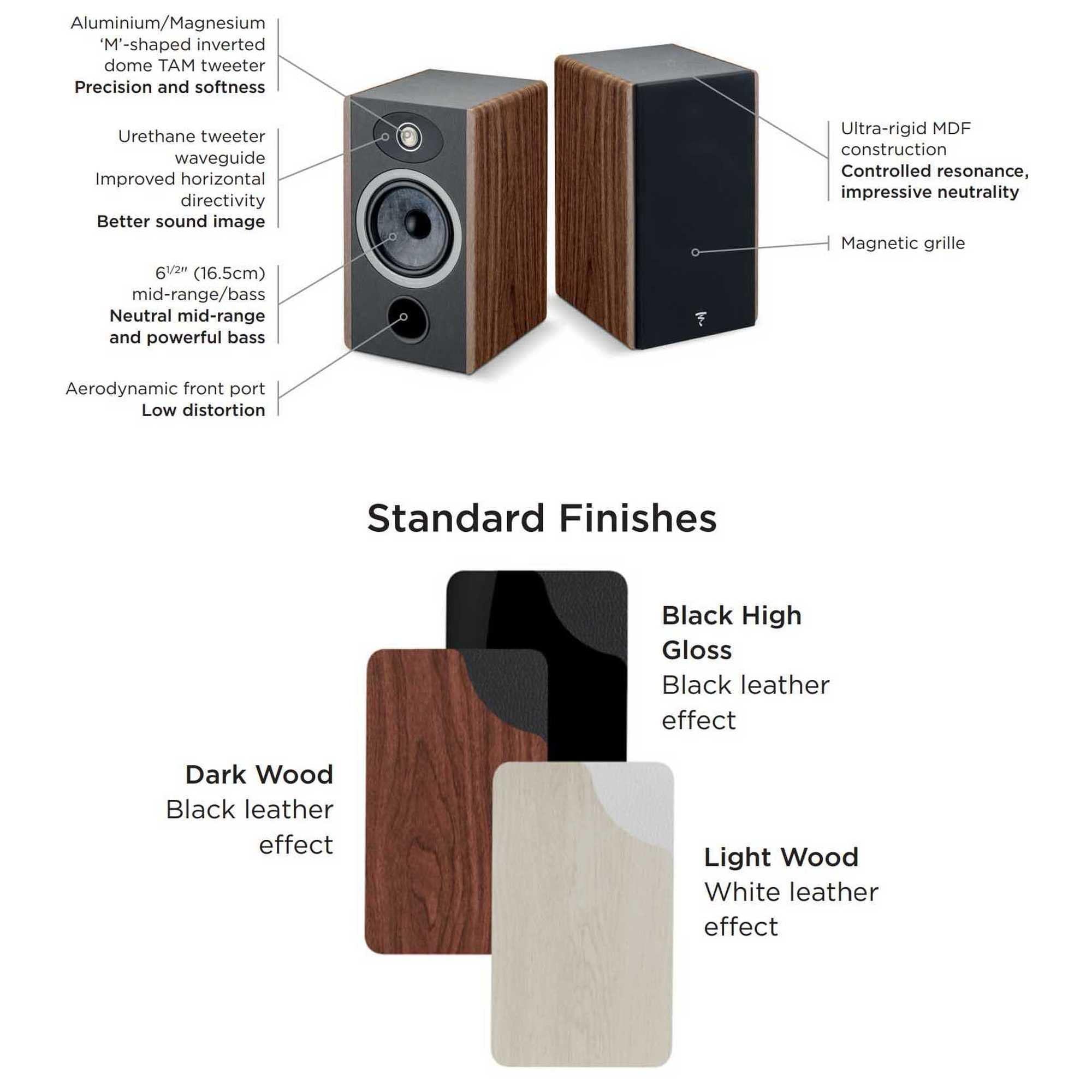 Focal Focal Vestia No1 2-Way Bookshelf Loudspeaker Finished in Black - Sold as a Pair