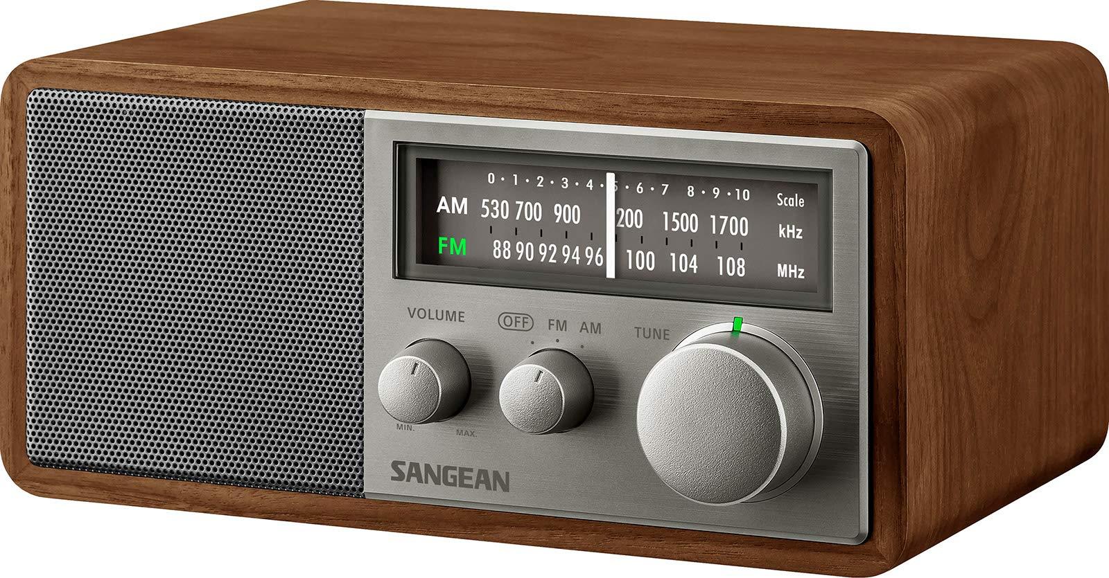 Sangean Sangean SG-116 AM/FM Analog Wooden Cabinet Receiver, Walnut-Silver