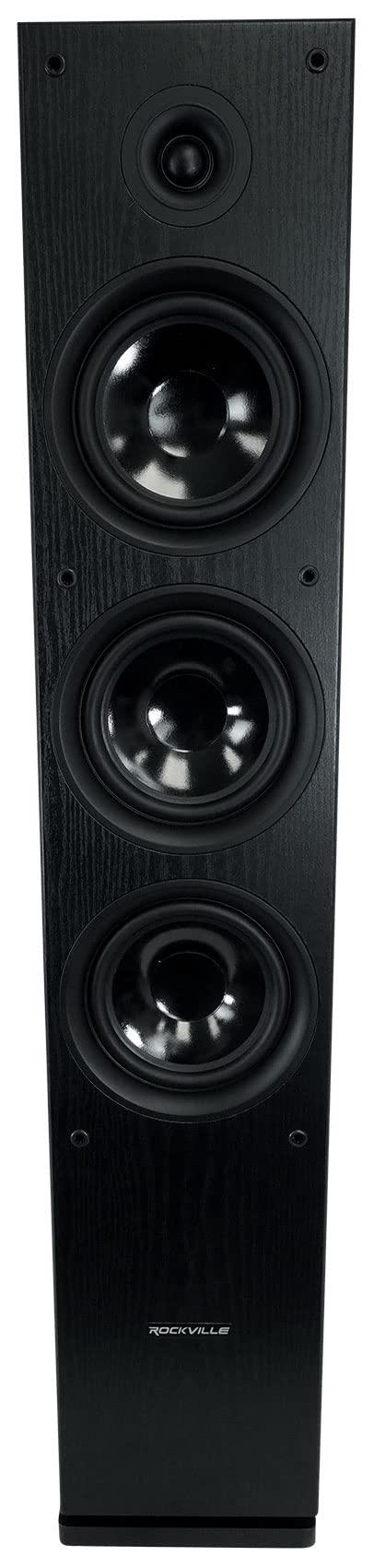 Rockville Rockville RockTower 64B Passive Tower Speaker, 4 Ohm, Black, High-Fidelity Sound, Detachable Grille, 3-Way, 6.5", 500W, MDF, Perfect for Home Audio