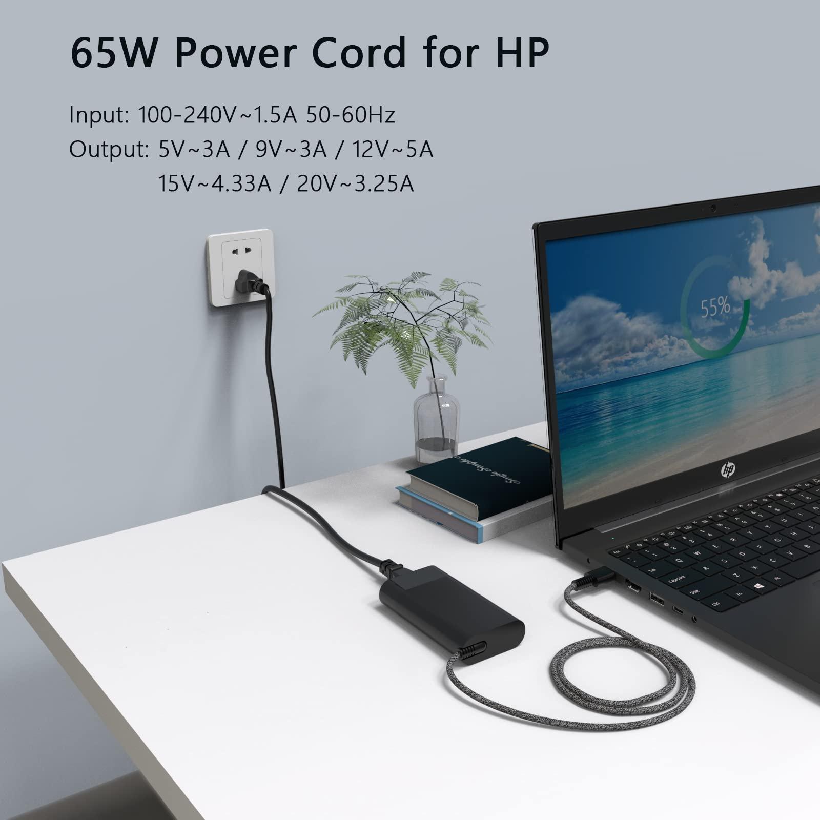 Nivjuky New Slim HP 65W USB C Charger, Compatible with HP EliteBook 830 840 845 865 640 650 1040 G8 G10, Envy x360 15, ZBook, Spectre ProBook Chromebook X360 Elite x2 Power Adapter Supply Cord