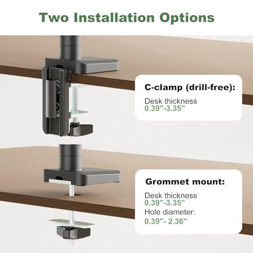 UPGRAVITY UPGRAVITY Laptop Mount, 2-in-1 Gas Spring Laptop Arm for 12\"-17\" Notebook/13-32 Computer Screen, Holds 3.3-17.6lbs, Full Motion Adjustable Laptop Desk Mount with Tray, Clamp-on and Grommet Base