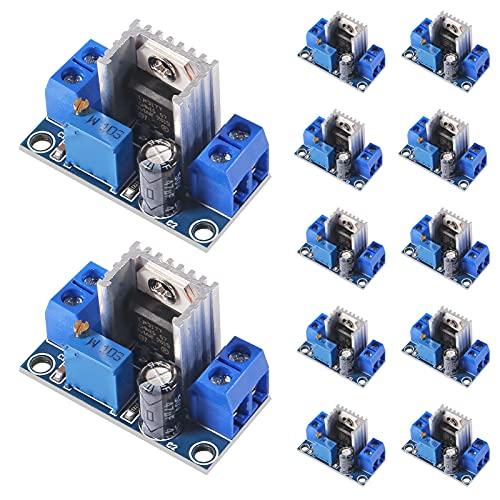 UMLIFE UMLIFE 12PCS LM317 DC-DC Converter Buck Step-Down Circuit Board Module 4.2-40V to 1.2-37V Linear Regulator Adjustable Voltage Regulator Power Supply for Arduino ESP8266